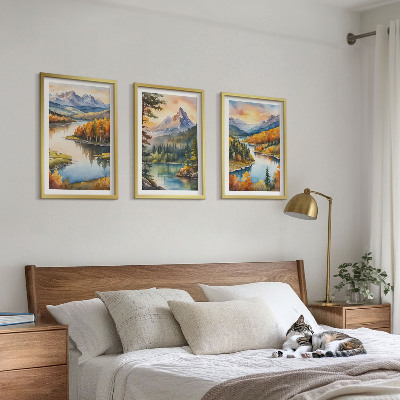 Tavelset ovanför soffa Berglandskap med en flod