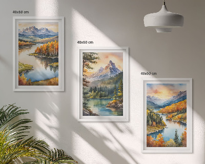 Tavelset ovanför soffa Berglandskap med en flod