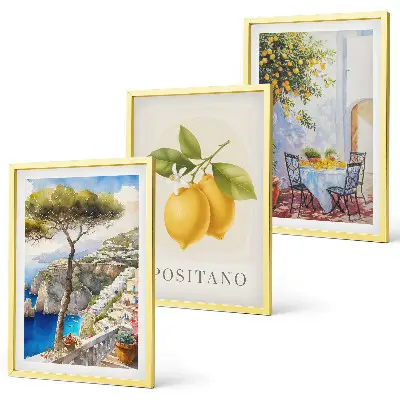 Utsikt över Positano med citroner set om 3 tavlor
