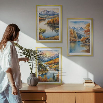 Tavelset ovanför soffa Höstlandskap i bergen