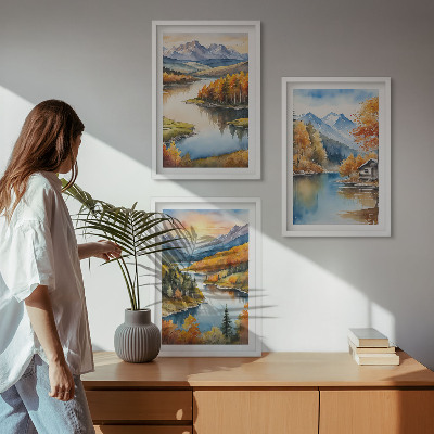 Tavelset ovanför soffa Höstlandskap i bergen