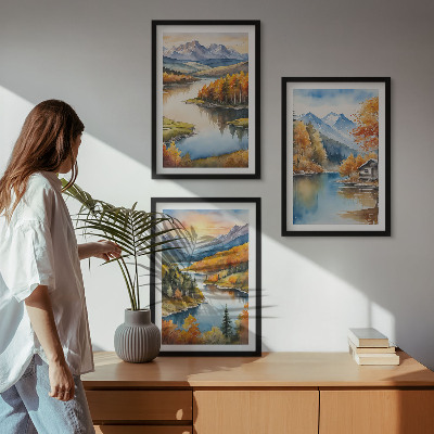 Tavelset ovanför soffa Höstlandskap i bergen