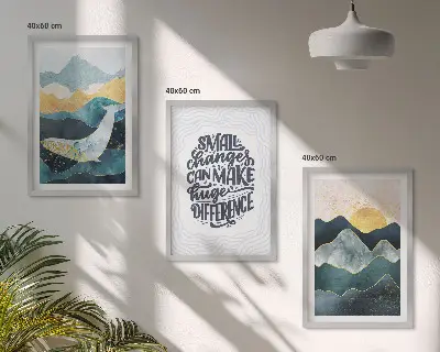 Abstrakta bergsinspiration set om 3 tavlor