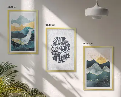 Abstrakta bergsinspiration set om 3 tavlor