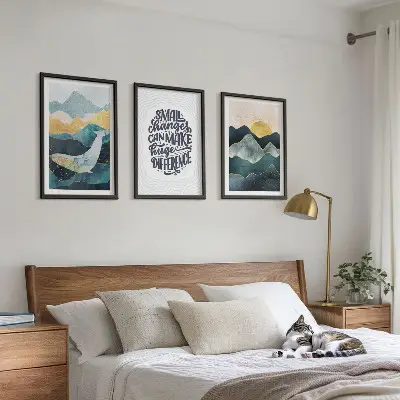 Abstrakta bergsinspiration set om 3 tavlor