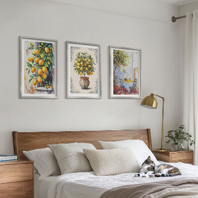 Tavelset ovanför soffa Citronträd frukter sol
