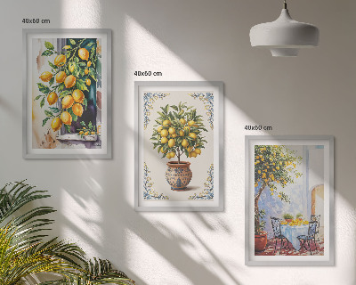 Tavelset ovanför soffa Citronträd frukter sol