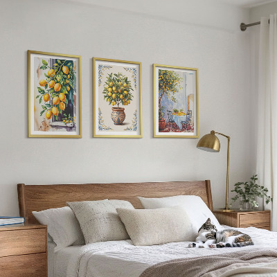 Tavelset ovanför soffa Citronträd frukter sol