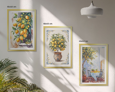 Tavelset ovanför soffa Citronträd frukter sol