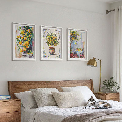 Tavelset ovanför soffa Citronträd frukter sol