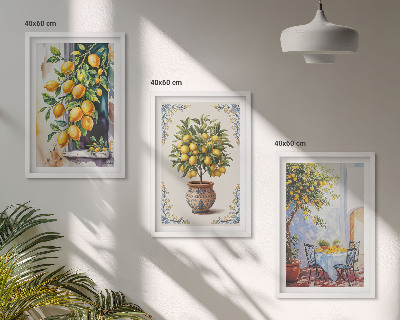 Tavelset ovanför soffa Citronträd frukter sol