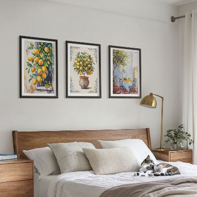 Tavelset ovanför soffa Citronträd frukter sol