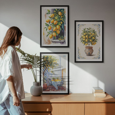 Tavelset ovanför soffa Citronträd frukter sol