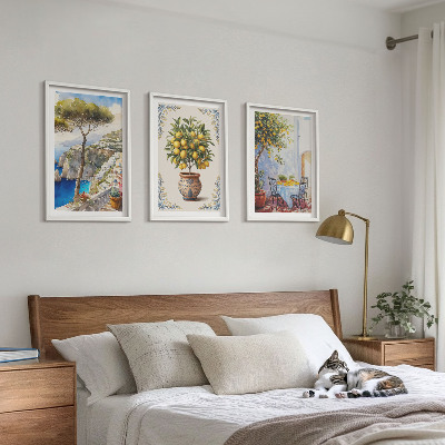 Tavelset ovanför soffa Bord med havscitronträd