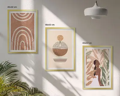 Tavelset med växtmönster och geometri set om 3 tavlor