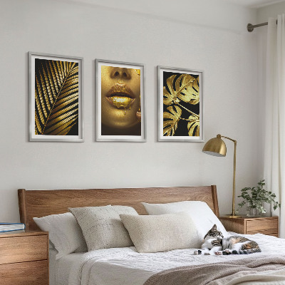 Tavelpaket med ramar Monstera palm kvinnas mun