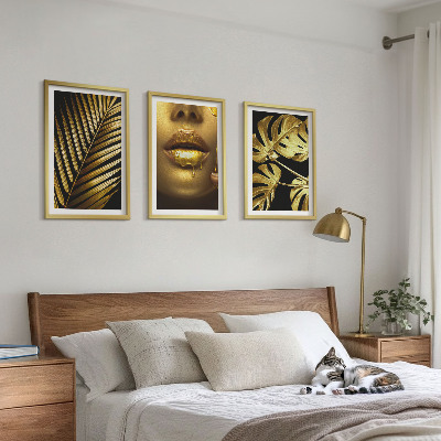 Tavelpaket med ramar Monstera palm kvinnas mun