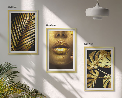 Tavelpaket med ramar Monstera palm kvinnas mun