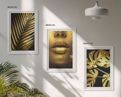 Tavelpaket med ramar Monstera palm kvinnas mun
