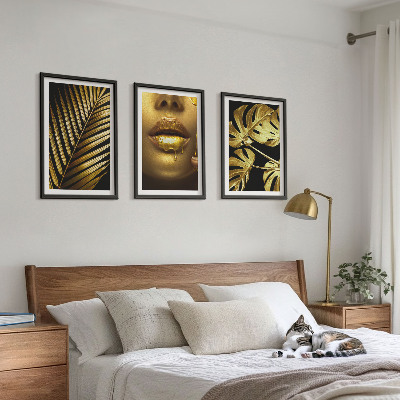 Tavelpaket med ramar Monstera palm kvinnas mun