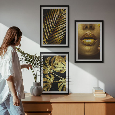 Tavelpaket med ramar Monstera palm kvinnas mun