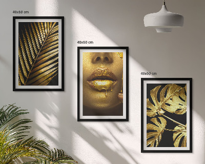 Tavelpaket med ramar Monstera palm kvinnas mun