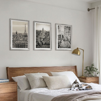 Set om 3 tavlor Utsikt över Paris New York-trappan
