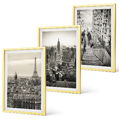 Set om 3 tavlor Utsikt över Paris New York-trappan