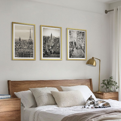 Set om 3 tavlor Utsikt över Paris New York-trappan