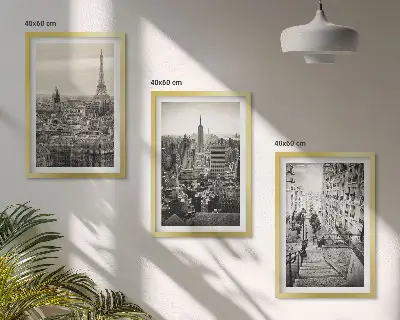 Utsikt över Paris set om 3 tavlor med New York-trappan