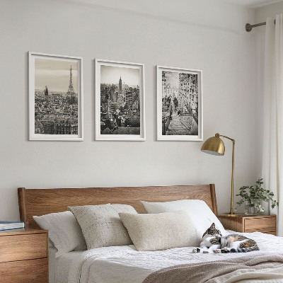 Set om 3 tavlor Utsikt över Paris New York-trappan