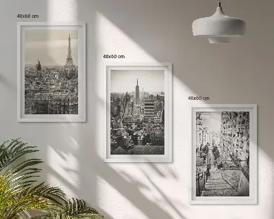 Utsikt över Paris set om 3 tavlor med New York-trappan