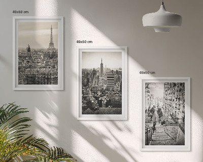 Set om 3 tavlor Utsikt över Paris New York-trappan