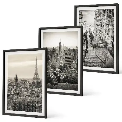 Utsikt över Paris set om 3 tavlor med New York-trappan