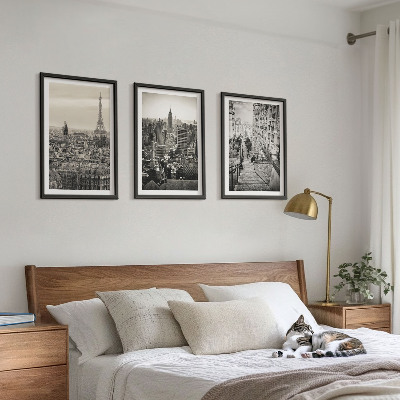 Set om 3 tavlor Utsikt över Paris New York-trappan