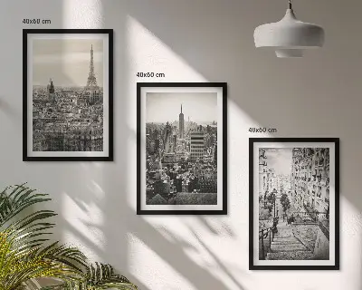 Utsikt över Paris set om 3 tavlor med New York-trappan