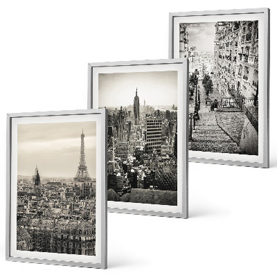 Set om 3 tavlor Utsikt över Paris New York-trappan