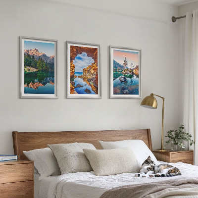 Tavelpaket med ramar Bergsjöar klippreflektioner