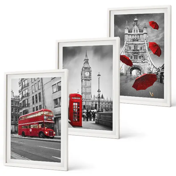 Tavelset Röda accenter London set om 3 tavlor