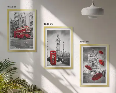Tavelset Röda accenter London set om 3 tavlor