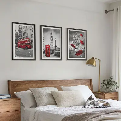 Tavelset Röda accenter London set om 3 tavlor