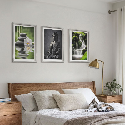 Tavelpaket med ramar Avkopplande ZEN-vattenmålningar