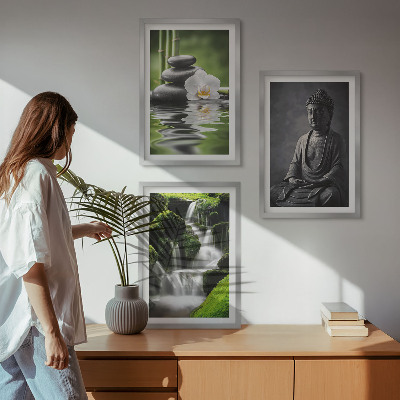 Tavelpaket med ramar Avkopplande ZEN-vattenmålningar
