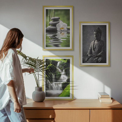 Tavelpaket med ramar Avkopplande ZEN-vattenmålningar