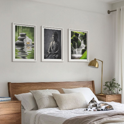 Tavelpaket med ramar Avkopplande ZEN-vattenmålningar