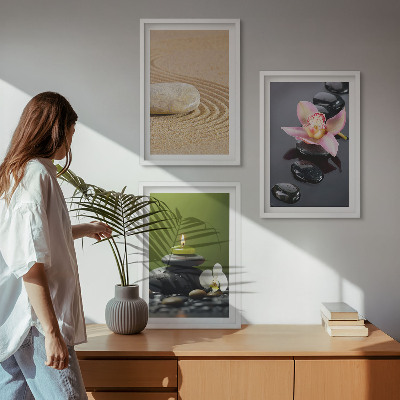 Tavelpaket med ramar Avkopplande zenstenmotiv