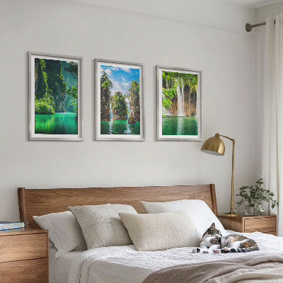Tavelpaket med ramar Gröna landskap vattenfall