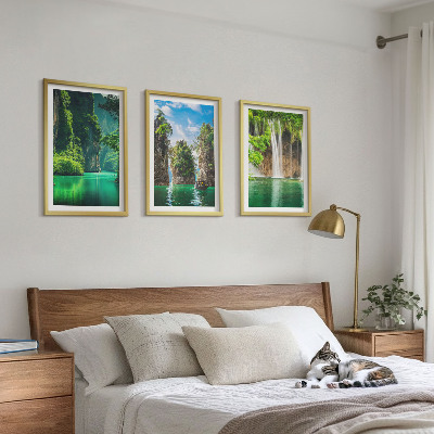Tavelpaket med ramar Gröna landskap vattenfall