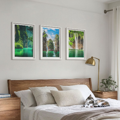 Tavelpaket med ramar Gröna landskap vattenfall