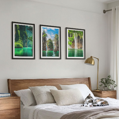 Tavelpaket med ramar Gröna landskap vattenfall